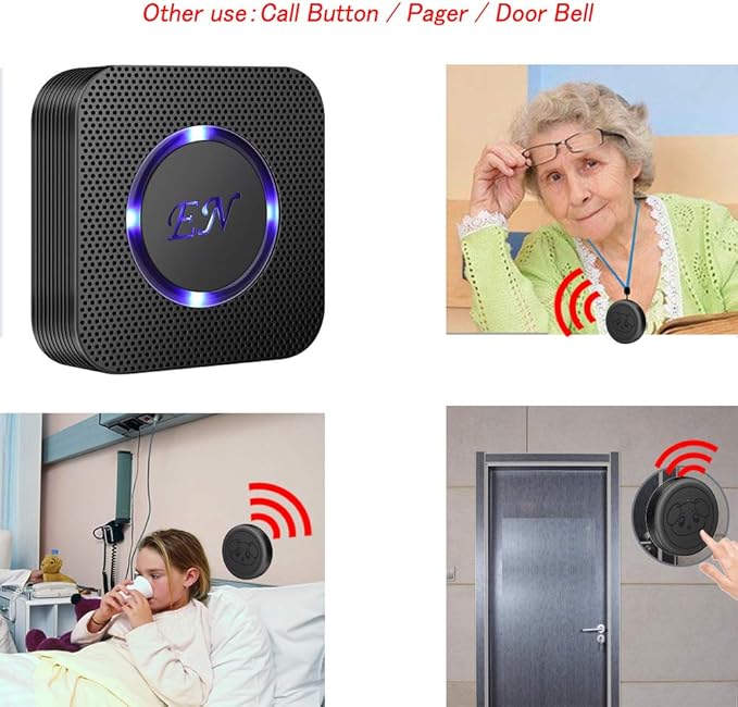 EverNary Dog Door Bell, Wireless Doggie Doorbells for Potty Training, Door Bell for Dogs to Go Outside, Dog Bells with 1 Receiver and 2 Waterproof Transmitters