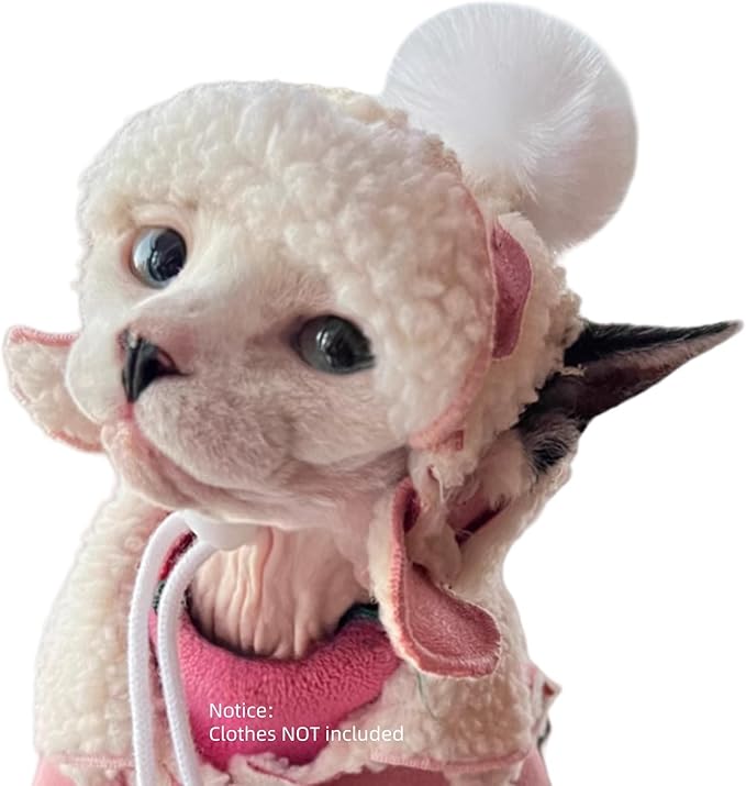 Cat Hats for Cats Only, Warm Cat‘s Beret Hat with Ear Holes, Pilot Cap Tiny Pets Party Costume, Cat Headwear Mini Hat SnugFit Sliding Toggles for Best Fit (Pink, Small (4-9.9 lbs))