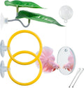 Betta Fish Toy Set: Betta Training Floating Mirror, Training/Feeding Ring, Spoon, and Resting Leaf. Promotes Exercise. Betta Toys, Resting & Feeding Kit.