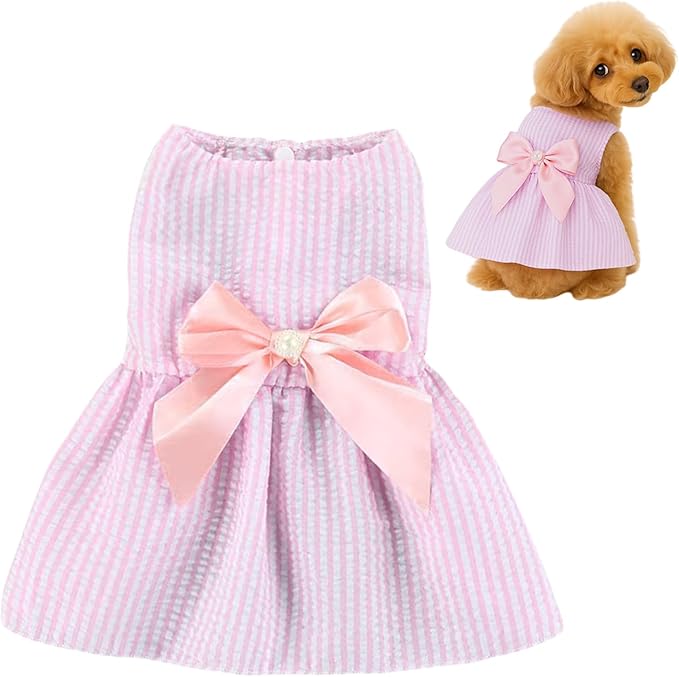 Dog Dress,1PC Dog Dresses with Cute Bowknot,Summer Dogs Clothes Pet Princess Dresses for Chihuahua Yorkies Puppies Cat Outfit