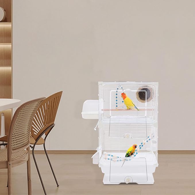 24.8 inch Flight Bird Cage Portable Bird Carrier Travel Bird Cage for Conure Sun Parakeet Green Cheek Conure Lovebird Budgie Finch Canary Travel Birdcage with Handle and Perches