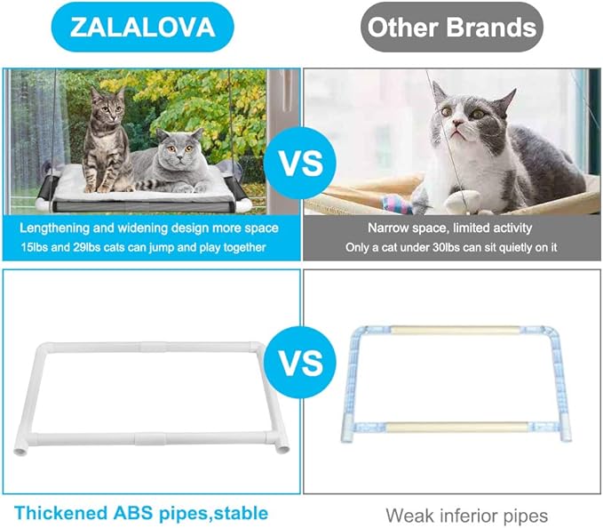 Cat Window Perch, Cat Hammock Window Seat w/Free Fleece Blanket 2025 Latest Screw Suction Cups Extra Large Sturdy Bed Resting Seat Hold Two Large Cats White Indoors (One Extra Suction Cup