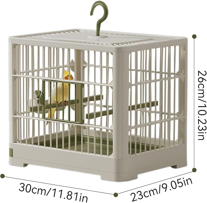 Travel Bird Cage - Portable Bird Carrier, Lightweight Detachable Tray | Hook Handle Container, Secure Travel Case for Lovebirds, Parrots, Finches, Parrotlets, Vet Visits, Outdoor Adventures