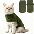 EXPAWLORER Soft Cat Sweater - Sweaters for Cats Only Warm Kitten Clothes, Fall and Winter Pet Coat Pullover Design, Fleece Sweatshirt Clothing Also for Puppy Small Dogs, Army Green M