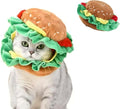 Soft Hamburger Hat Recovery Cone for Cats & Dogs - Funny Pet Collar Halloween Costume Hat for Small Pets