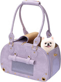 PetsHome Dog Carrier Purse, Pet Bag, Waterproof Premium Leather Pet Travel Portable Bags for Cat and Small Dog Home & Outdoor Small Purple