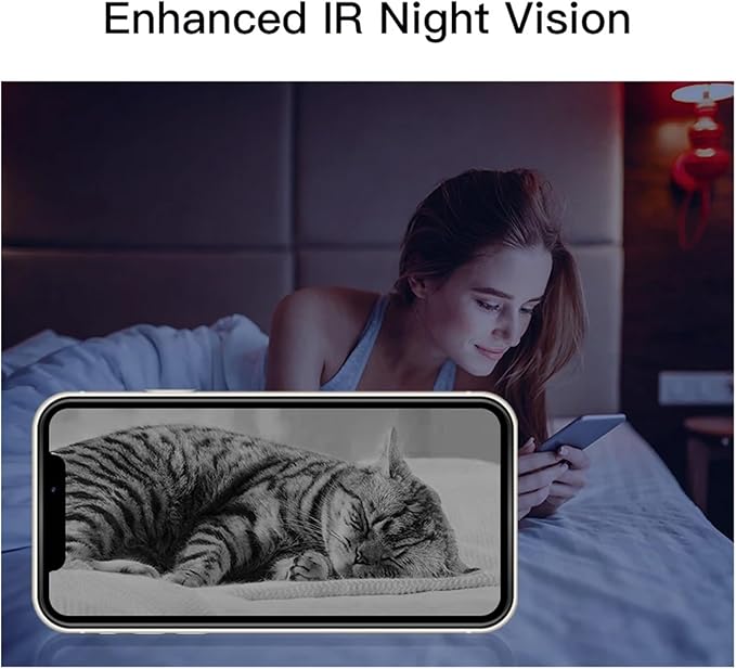 1080P WiFi Camera Indoor IP Camera Pet Monitor 360° PTZ Home Security Surveillance Motion Detection(E/U,Camera Add 128G)
