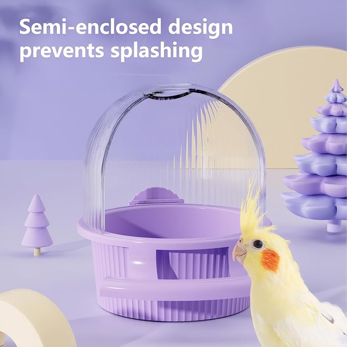 Bird Feeder for Cage – No Mess Feeder & Water Dispenser, Easy to Install and Clean, Semi-Enclosed Design Prevents Splashing