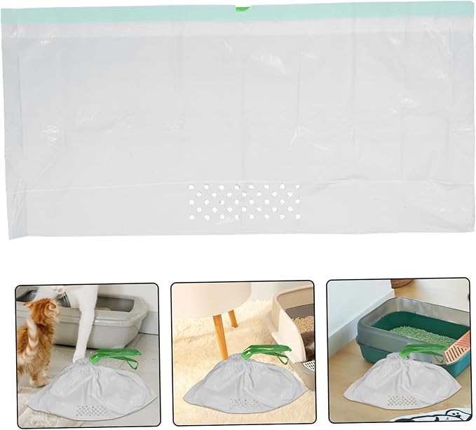 Totority 7pcs Cat Litter Filter Bags Sturdy and Pouch for Litter Cleaning Waste Disposal Bags for Pet Owners White