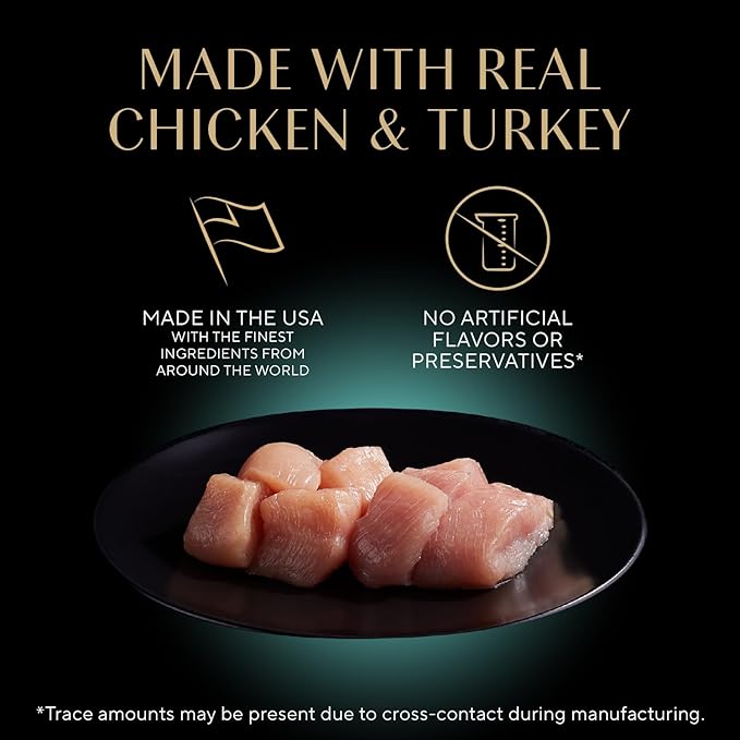 Sheba Perfect Portions Wet Cat Food Pate, Savory Chicken Entree and Roasted Turkey Entree, Cat Food Wet Recipe Variety Pack, 2.6 oz. Twin-Pack Trays (12 Count, 24 Servings)