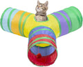 3 Way Cat Tunnel Collapsible Fun Pet Play Tube Toys for Cats, Kittens, Puppies & Rabbits - Portable Tunnel with Hanging Ball for Indoor Play, Hideout & Exercise