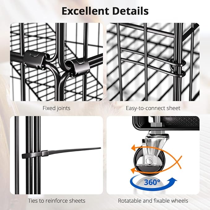 PawGiant 4-Tier Large Cat Cage Playpen, 51-inch Indoor/Outdoor Enclosure with 2 Doors, Hammock, Suitable for Cats, Kittens, and Small Animals