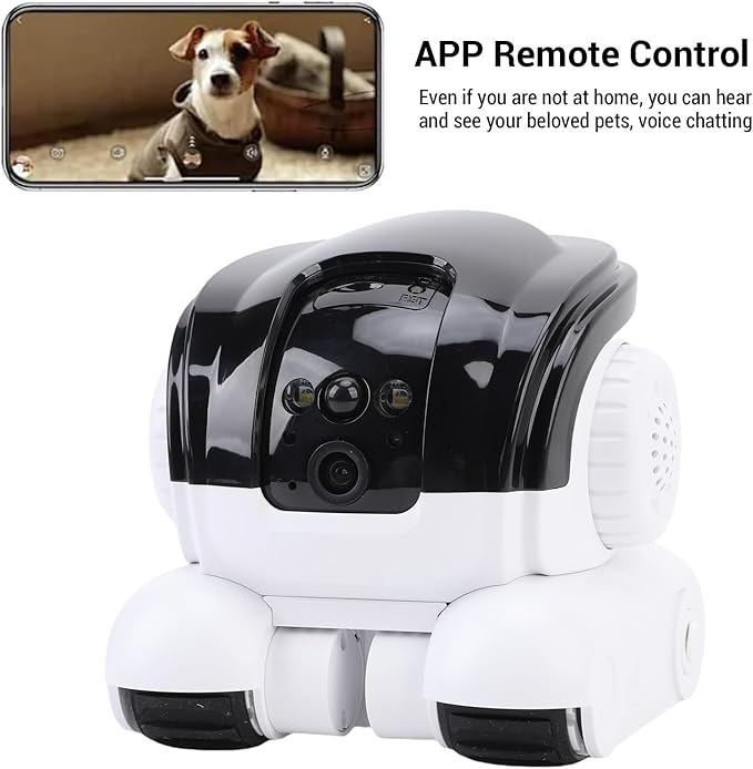 GOWENIC Moving Pet Camera, Smart Security Camera with APP, PIR Detection, Automatic Pet Tracking, Two Way Talk Interaction, Cloud Storage, for Home Office