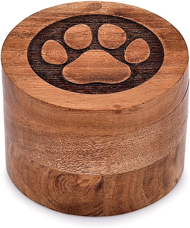 EDHAS Acacia Wood Decorative Urns Funeral Cremation Urn for Ashes for Dogs, Pet Urns for Cats (3.5" x 3.5" x 2.5")