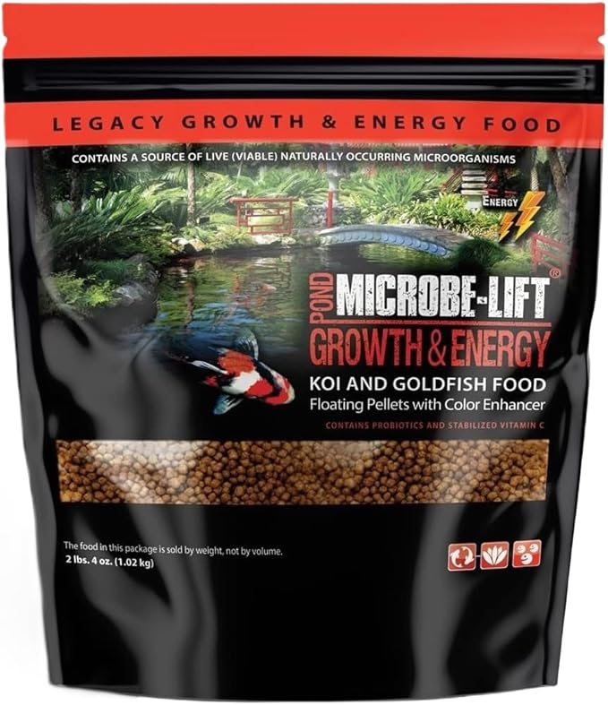 MICROBE-LIFT High Growth and Energy Floating Fish Food Pellets for Ponds, Water Gardens, and Fountains, Safe for Live Goldfish and Koi, 2.25 lbs