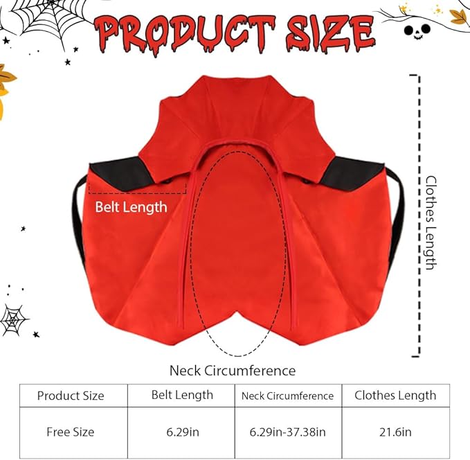 Pet Halloween Costumes Dogs Cats Halloween Vampire Pets Costume Cape Black Red Witch Stand-up Collar Cape Cat Puppy Cosplay Clothes Apparel for Pets Dress Up Accessories Halloween Party Decor