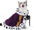 Lovelyshop pet Serial Lux Fur Purple Cat Dog Cloak for Halloween Costumes, King Queen Prince and Princess Cosplay- S