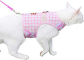Cat Harness and Leash for Walking Escape Proof, Adjustable Cat Vest Harness, Padded Stylish Cat Walking Jackets, Pink Plaid, Large