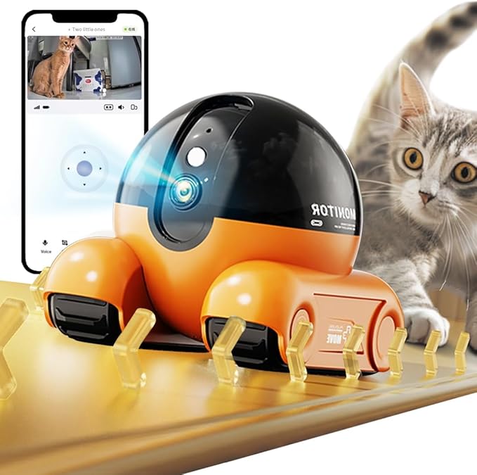 Camera for pet Home Security Camera Wireless Camera for 1080P Video with Self Charging, 2 Way Talk, Wireless APP Remote Control Baby Monitor The Dog Camera(Orange)