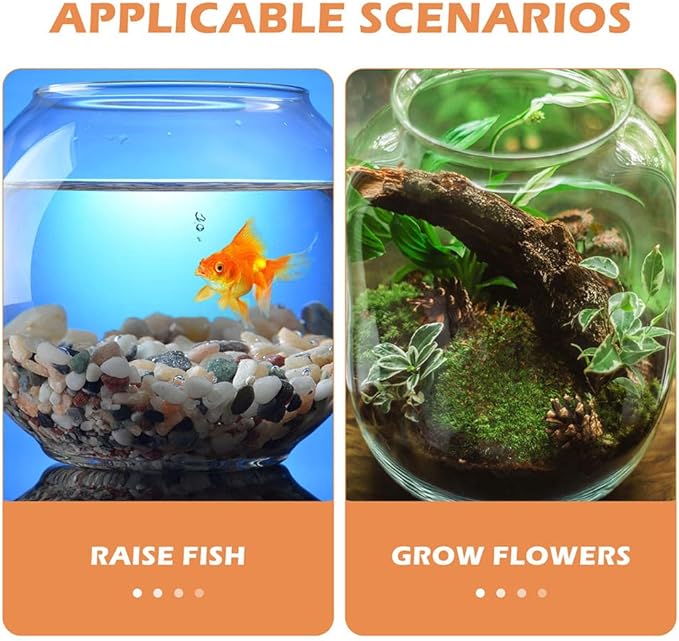 DECHOUS Round Fish Bowl with Stand, 2 Gallon Fish Tank Decor Tabletop Small Fish Bowl Hydroponic Vase Planter Aquarium Desktop Fish Tank for Betta Fish/Goldfish, Plastic Material