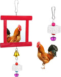 3 Packs Chicken Toys for Coop, Hen Chicken Coop Mirrors Bird Toy with Bells Hanging Parrot Grindstone Bird Beak Stones for Chicks Parrots Birds Hens