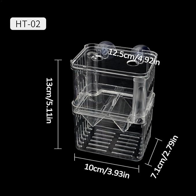 1/2 Fish Breeding Box - Aquarium Breeder Box, Fish Acclimation Box with 2 Suction Cups | Easily Install Fish Isolation Box, Acrylic Aquarium Hatchery Incubator for Baby Fishes Shrimp Betta Guppy