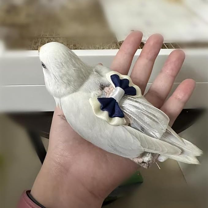 Bird Diaper Cockatiel Clothes Flight Suite, Reusable Parrot Nappy with Waterproof Inner Layer, Cute Pigeon Pants Urine Wet Suit Costume for Conure Macaw (Blue B,2M)
