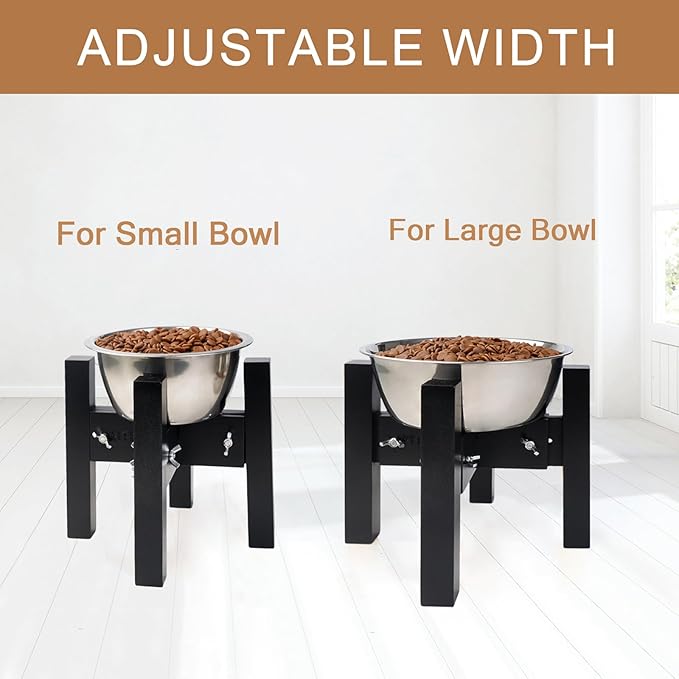 Elevated Dog Bowl Stand,Adjustable Dogs Food Stand for 6”-8” Bowls,Single DogBowl Holder 7” Tall for Cats and Small Dogs Black