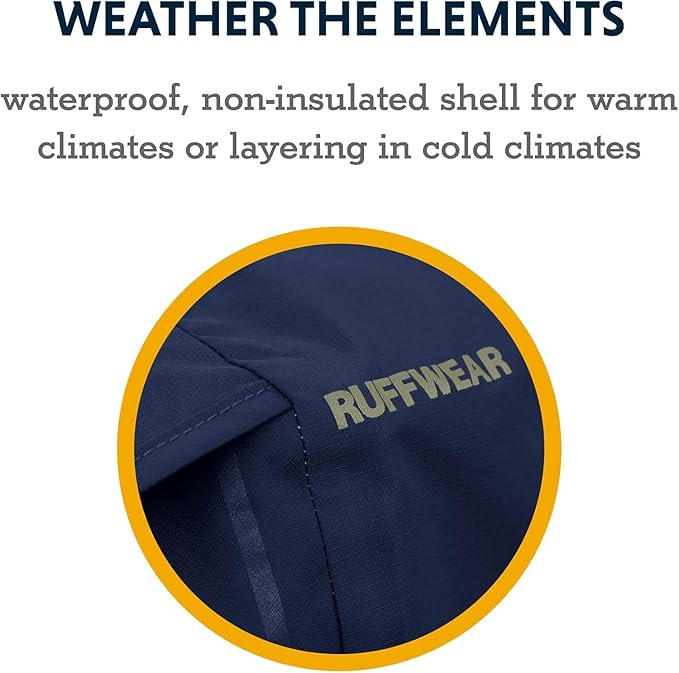 Ruffwear, Sun Shower Dog Raincoat, All-Weather Jacket, Waterproof, Windproof & Lightweight, Midnight Blue, XX-Small