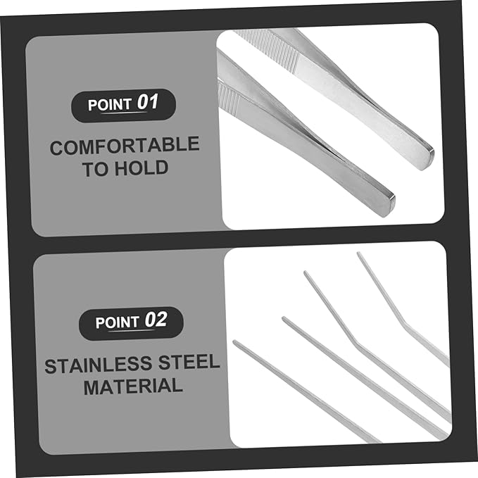 FRCOLOR 2pcs Handle Reptile Feeding Tongs Straight Curved Tweezers for Safe Handling of Crawling Pets and Aquatic Creatures Terrariums and Aquariums
