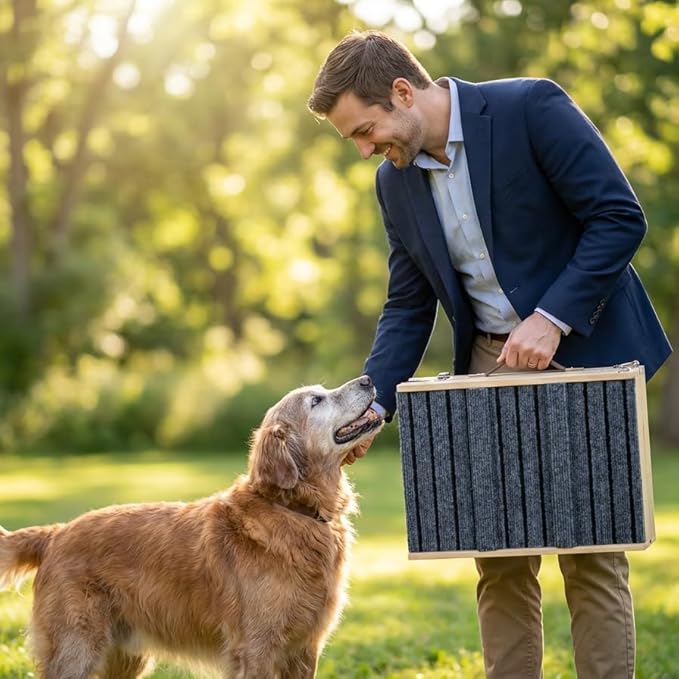 Dog Ramp for Couch, Foldable Small Dog Ramp for Low Bed, 4 Adjustable Height from 9‘‘ to 17.7“, Portable Stable Pet Steps with Non-Slip Pad, Pet Ramps Use for Sofa Couch Stairs