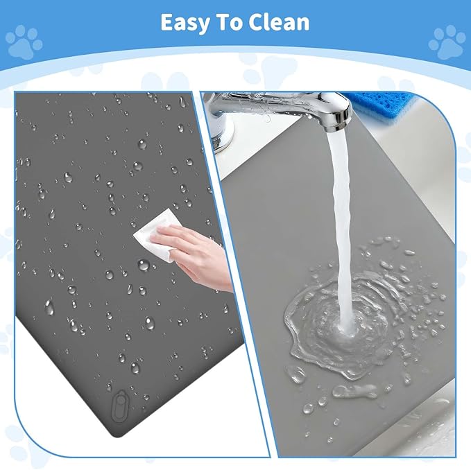 ALOOF Silicone Dog Pee Pad Holder 24x24 in, Puppy Potty Training Tray with Magnetic Snaps & Raised Edges, Non-Slip Floor Protector, Gray