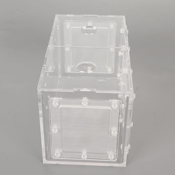 Fish Breeding Isolation Box | Transparent Mesh Side Aquarium Incubator | Guard Small Fish/Eggs | Acrylic Lid & Adjustable Hook | for Fish Tank Hatching (17 * 9 * 10CM)