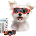 Dog Goggles Dog Sunglasses for Small Breed UV Protection Windproof with Adjustable Head Straps Chin Straps for Ride Car/Hiking Travel/On Beach-Orange