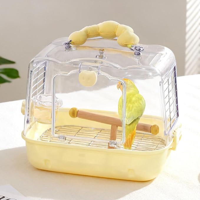 Transparent Bird Carrier, Parrot Travel Carry Bag, Lightweight with Mesh Ventilation, Soft Long Lasting Fabric Travel Tote, Carrier with Comfortable Handle, Bag for Budgies