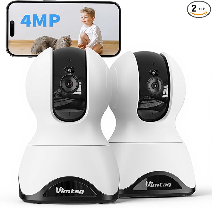VIMTAG 5G Indoor Security Camera, 4MP Pet Camera with Speaker for Dog/Cat, 360° View Baby Monitor with Phone App, Home/Room/Nanny, Dual-Band WiFi, Motion Tracking, 2-Way Audio, Cloud & SD Card Storage