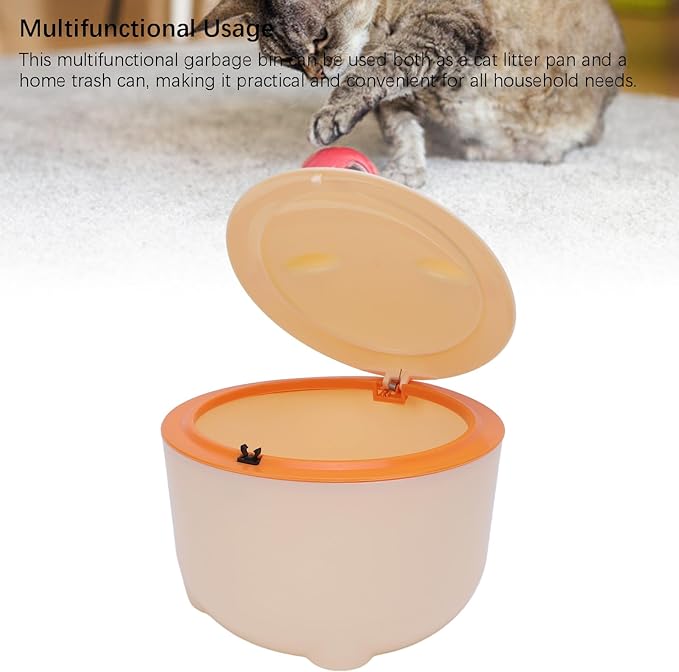 Odor Free Cat Litter Trash Can, Press Type Enclosed Design with, Includes Liner for Easy Cleanup, Compact Pet Waste Container