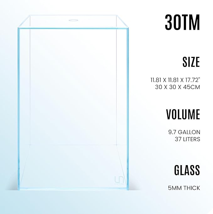 Ultum Nature Systems Prism Rimless Glass Aquarium - Cube Tank with Mitered Lid, Tall Nano Fish Tank for Home & Office - UNS Prism, 30TM