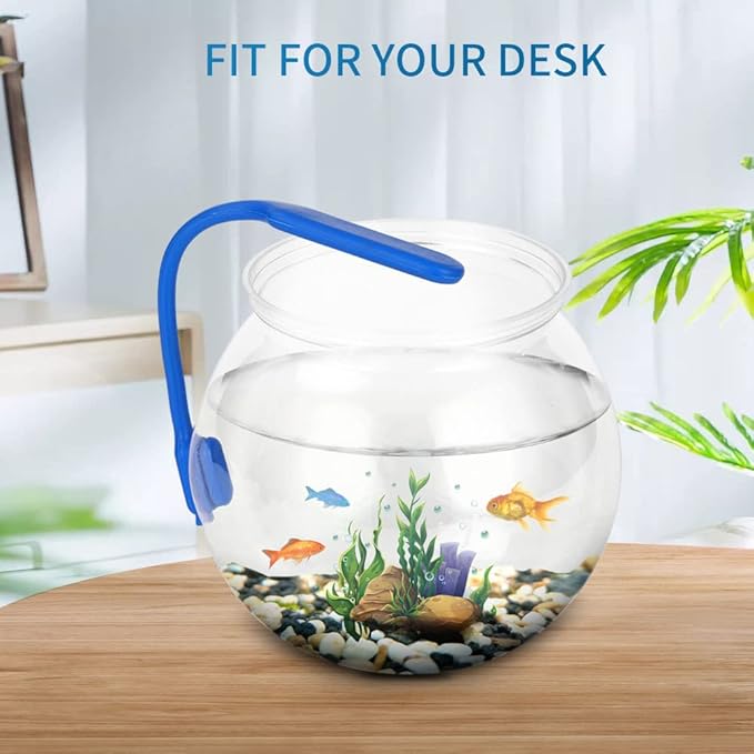 Mini Fish ,Classic Drum Fish Bowl Transparent Plastic Round Bowl Aquarium 360° View of Aquarium Centerpiece or Terrarium 4.9 x 3.9 Inches(Mini)