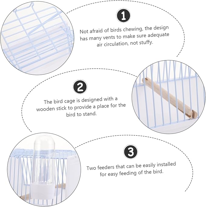 1set Portable Bird Carrier Cage for Parrots and Small Birds Lightweight Travel Cage Handle for Outings Metal and Design for Transport