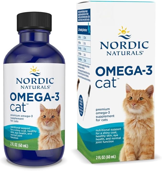 Nordic Naturals Omega-3 Cat, Unflavored - 2 oz - 304 mg Omega-3 Per One mL - Fish Oil for Cats with EPA & DHA - Promotes Heart, Skin, Coat, & Immune Health - Non-GMO