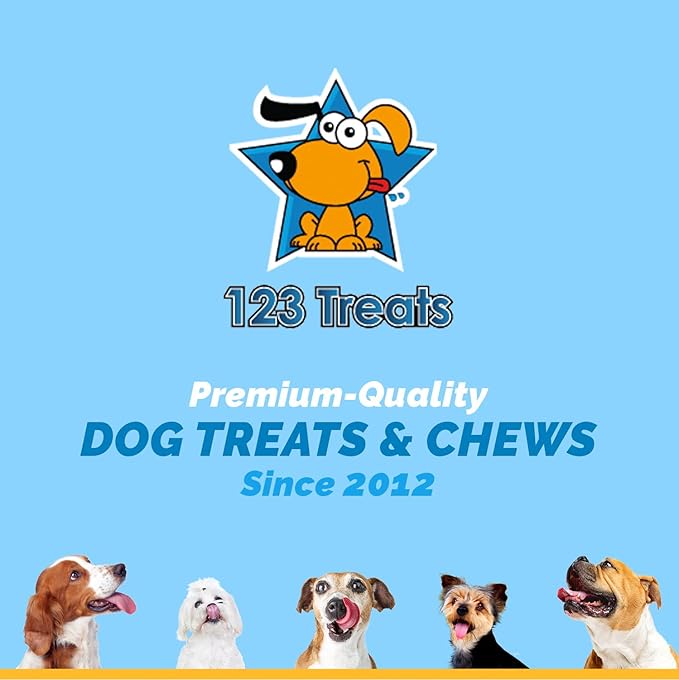 123 Treats Esophagus Dog Treats - (12 Inches - 20 Count) 100% Natural, Flat Gullet Sticks for Dogs, Beef Jerky Dog Treats Strips, NO Preservatives, Hormones, or Antibiotics