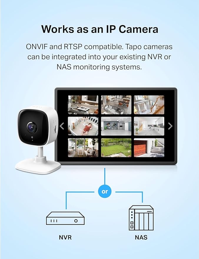 Tapo 2K Indoor Wired Security Camera - Works as a Baby Monitor & Pet Camera, Person/Motion/Baby Cry Detection, 2-Way Audio, Siren, Subscription-Free Local Storage or Optional Cloud, C110P2 (2-Pack)