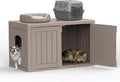 Hidden Cat Litter Box, Cat Litter Box Enclosure Furniture with Double Door, Indoor Outdoor Cat House, Adjustable Partition & Side End Table Design, Easy to Clean & Assemble(Grey)