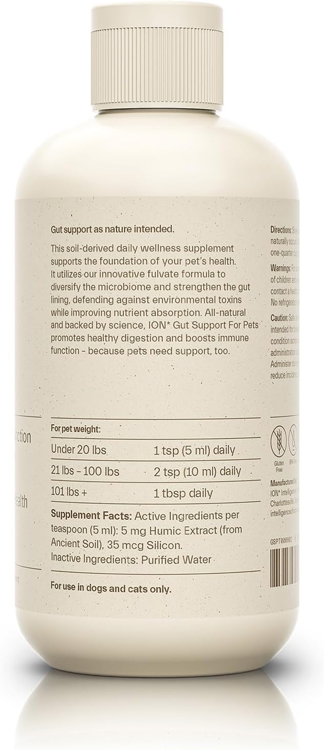 ION* Intelligence of Nature Gut Support for Pets - Liquid Probiotics Drops Alternative for Dogs & Cats, Digestive Health for Puppies, Skin & Hair Health - 8 fl oz (Pack of 1)