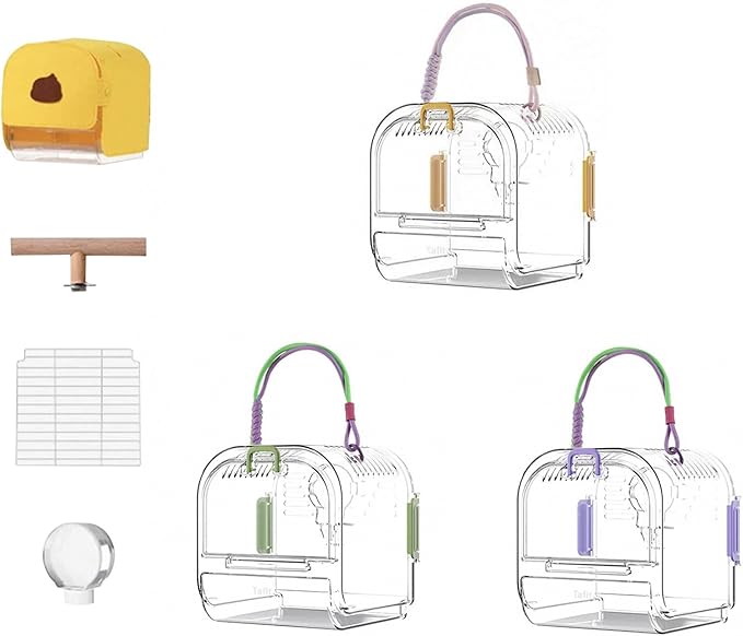 Light Weight Pet Carriers Transparents Portable Bird Cage with Removable Tray for Budgies and Small Birds Travel Cage with