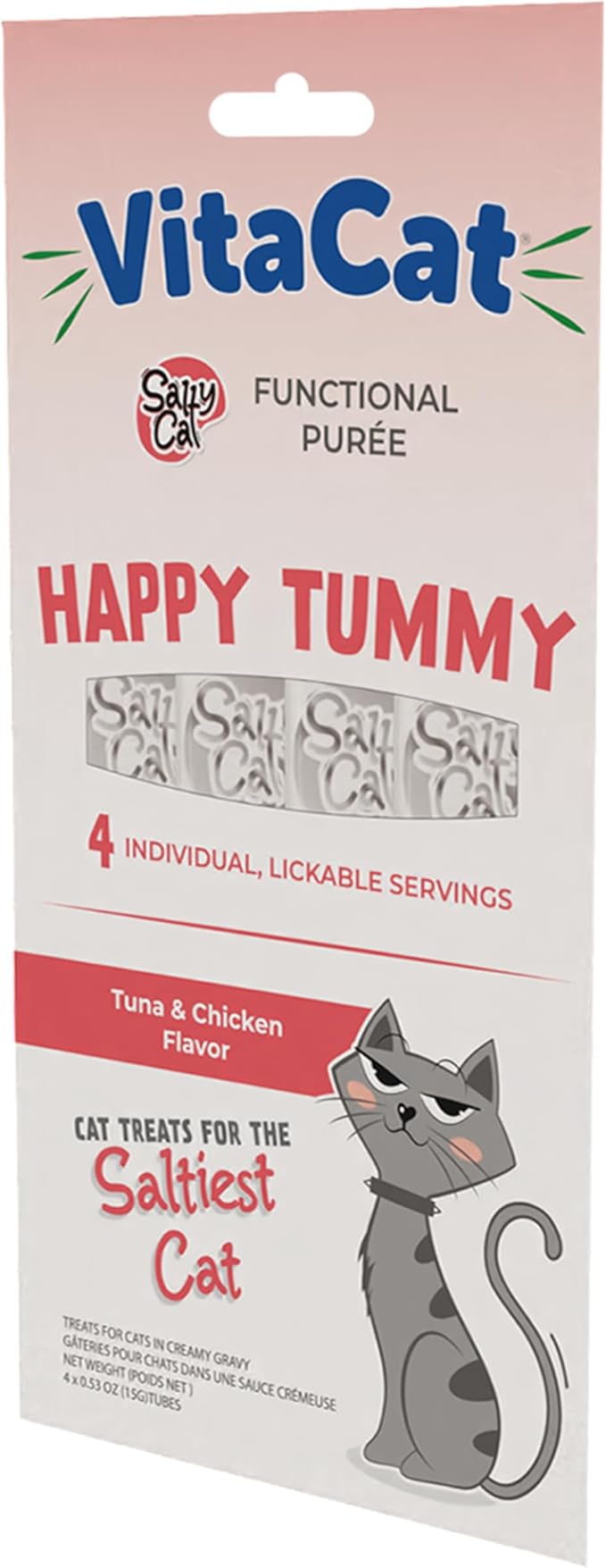 Salty Cat Happy Tummy Natural Tuna & Chicken Functional Tube Treats for Cats (12 Packs)