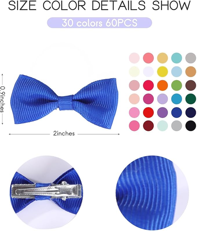 60PCS 2Inch Puppy Dog Bows with Clips,Small Handmade Hair Accessories Bow Pet Puppy for Doggies Cat Kitten Rabbit Grooming Accessories (BlueStyle A-60pcs)