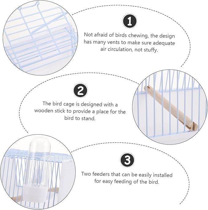Happyyami 1set Portable Bird Carrier Cage Lightweight Travel Cage for Parrots for Hiking Shopping and Camping Breathable Metal Structure for Parakeets and Conures