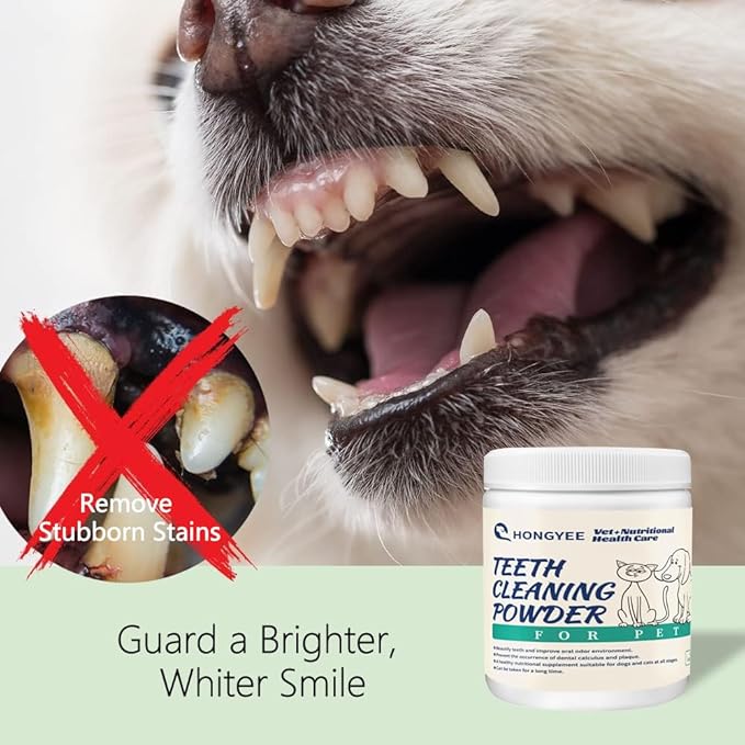 Dog Teeth Cleaning Powder 150g, Dog Breath Freshener, Effectively removes Tartar and Bad Breath, inhibits Plaque, Suitable for Dogs and Cats' Teeth Care Powder